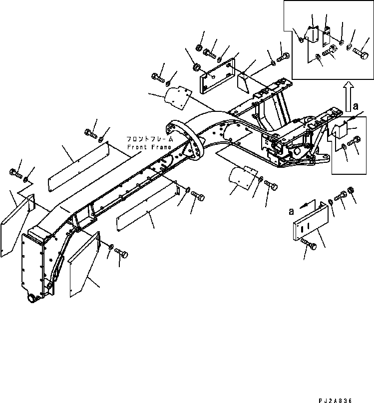 Схема запчастей Komatsu GD655-3C - ПОКРЫТИЕ ПОЛА И ПЕРЕДН. РАМА COVER ЧАСТИ КОРПУСА