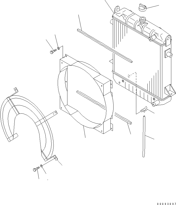 Схема запчастей Komatsu GD663A-2 - РАДИАТОР КОМПОНЕНТЫ ДВИГАТЕЛЯ И ЭЛЕКТРИКА