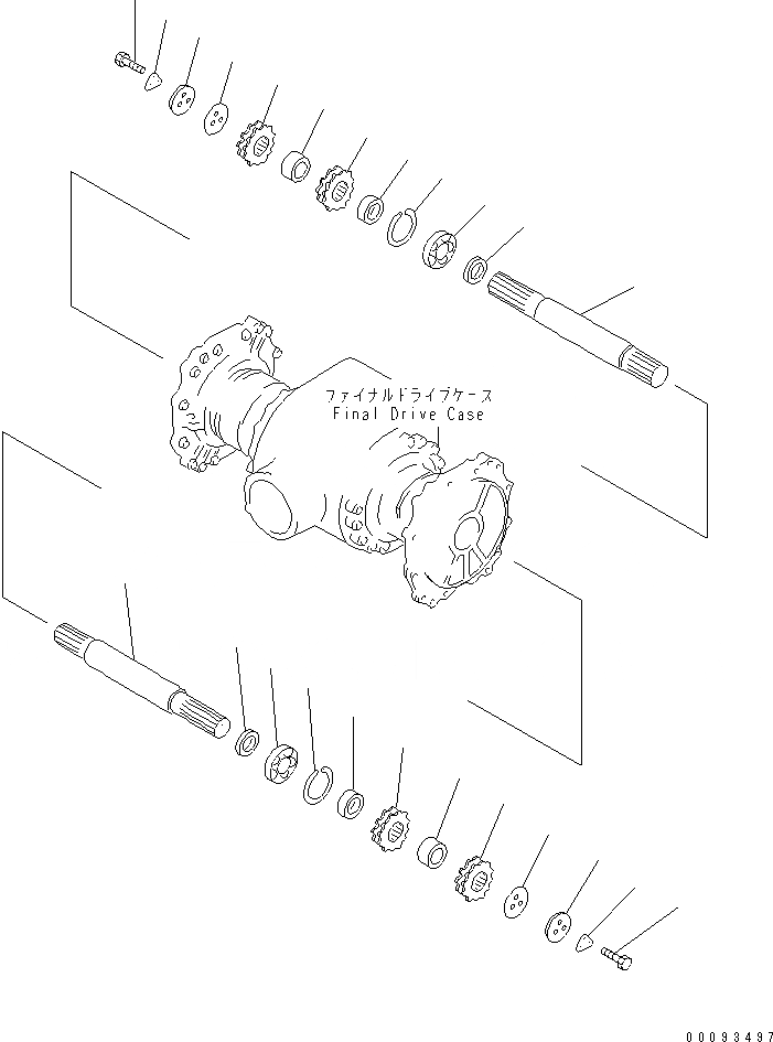 Схема запчастей Komatsu GD663A-2 - КОНЕЧНАЯ ПЕРЕДАЧА И ВАЛ (/) СИЛОВАЯ ПЕРЕДАЧА