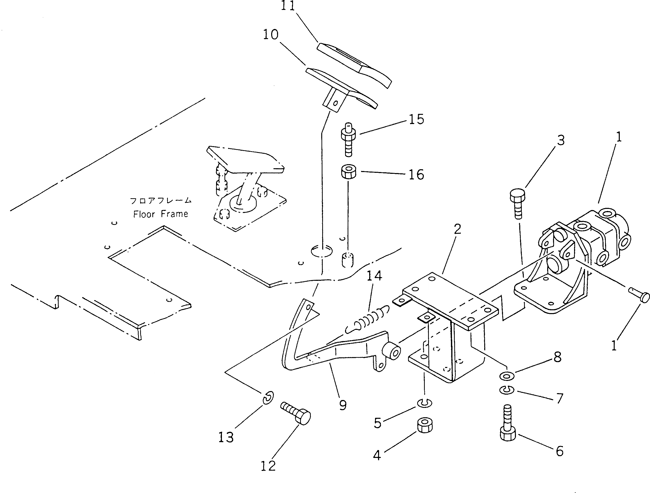 Схема запчастей Komatsu GD663A-2 - ПЕДАЛЬ ТОРМОЗА (ДЛЯ МОКР. ТИПА DISC ТОРМОЗ.) СИСТЕМА УПРАВЛЕНИЯ