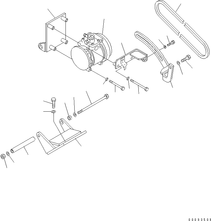 Схема запчастей Komatsu GD663A-2 - КОНДИЦ. ВОЗДУХА (/9) (КОМПРЕССОР И ЭЛЕМЕНТЫ КРЕПЛЕНИЯ) РАМА И ЧАСТИ КОРПУСА