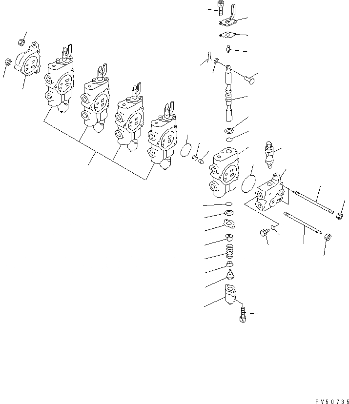 Схема запчастей Komatsu GD663A-2 - ГИДРАВЛ УПРАВЛЯЮЩ. КЛАПАН¤ ПРАВ. (5-СЕКЦИОНН.) ОПЦИОННЫЕ КОМПОНЕНТЫ
