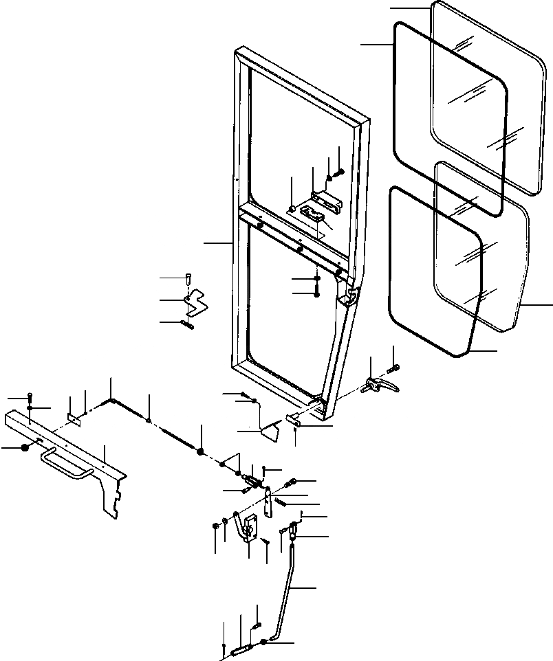 Схема запчастей Komatsu GD670A-1 - ENЗАКРЫТ.D КАБИНА ДВЕРЬ - ЛЕВ. SUPERSTRUCTURE