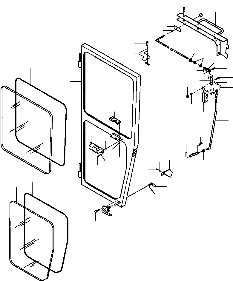 Схема запчастей Komatsu GD670A-1 - ENЗАКРЫТ.D КАБИНА ДВЕРЬ - ПРАВ. SUPERSTRUCTURE