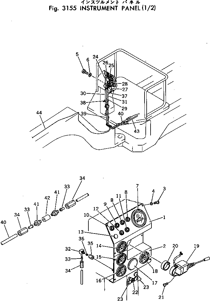Схема запчастей Komatsu GD705A-3 - ПАНЕЛЬ ПРИБОРОВ КОМПОНЕНТЫ ДВИГАТЕЛЯ И ЭЛЕКТРИКА