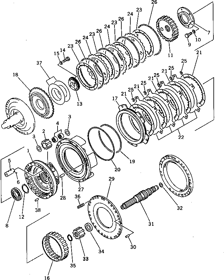 Схема запчастей Komatsu GD705A-3 - HYDROSHIFT ТРАНСМИССИЯ LO СИЛОВАЯ ПЕРЕДАЧА