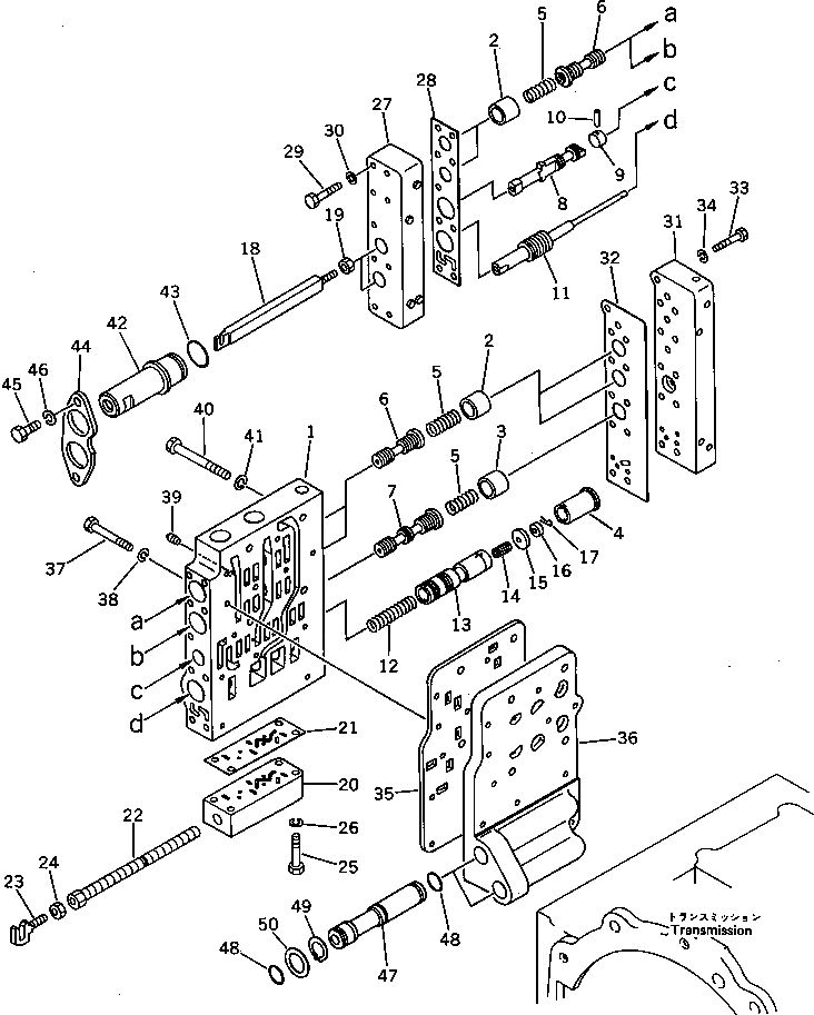 Схема запчастей Komatsu GD705A-3 - HYDROSHIFT ТРАНСМИССИЯ CO СИЛОВАЯ ПЕРЕДАЧА