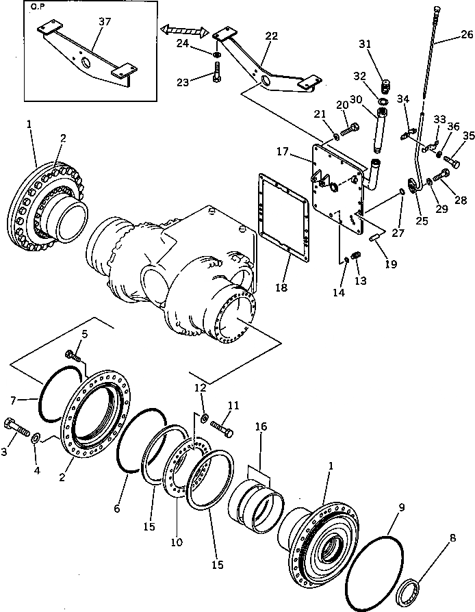 Схема запчастей Komatsu GD705A-3 - КОРПУС КОНЕЧН. ПЕРЕДАЧИ КОЛЕСА