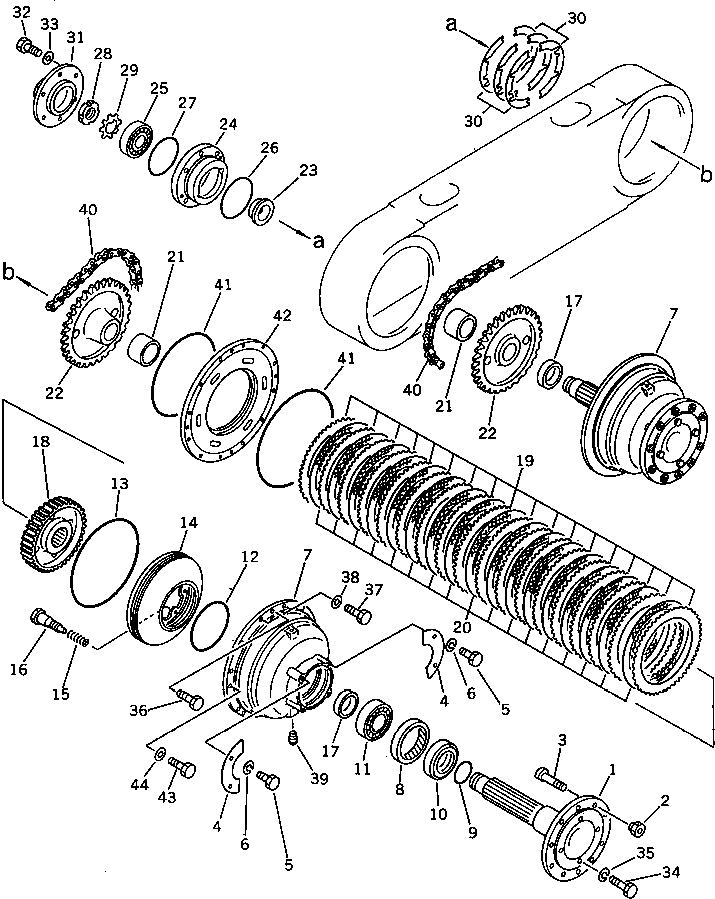 Схема запчастей Komatsu GD705A-3 - КОРПУС СДВОЕННОГО ПРИВОДА И CHAI КОЛЕСА