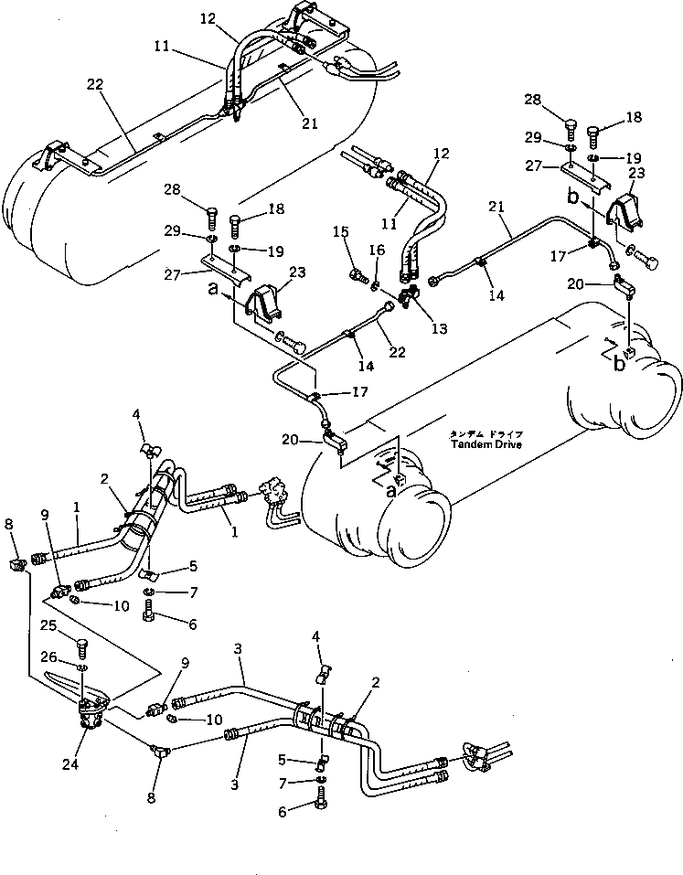 Схема запчастей Komatsu GD705A-3 - ТОРМОЗНАЯ ГИДРОЛИНИЯ КОЛЕСА