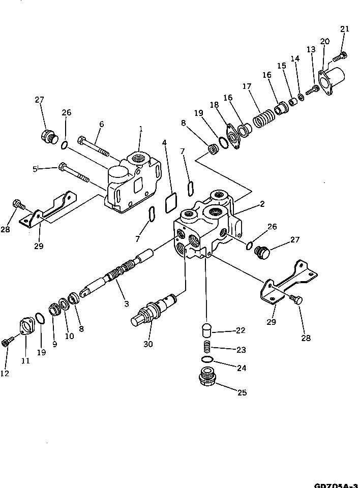 Схема запчастей Komatsu GD705A-3 - ГИДРАВЛ УПРАВЛЯЮЩ. КЛАПАН ГИДРАВЛИКА