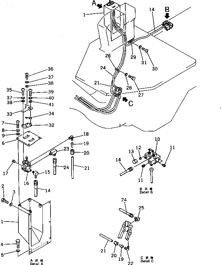 Схема запчастей Komatsu GD705A-3 - УПРАВЛ-Е ВЫРАВН. НАСЫПИ PIПАЛЕЦ РАБОЧЕЕ ОБОРУДОВАНИЕ