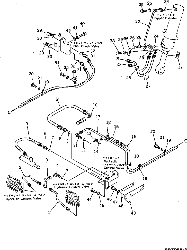 Схема запчастей Komatsu GD705A-3 - ГИДРОЛИНИЯ РЫХЛИТЕЛЯ ОПЦИОННЫЕ КОМПОНЕНТЫ