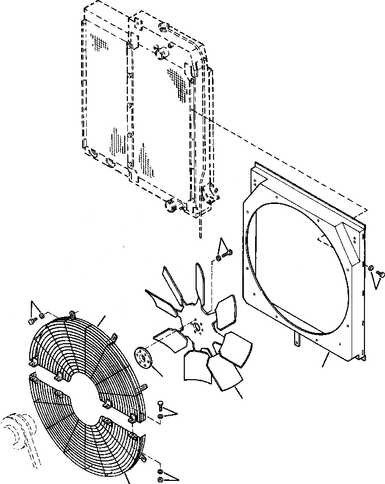 Схема запчастей Komatsu GD750A-1 - ВЕНТИЛЯТОР ДВИГ-ЛЯ И КОЖУХ ОХЛАЖД-Е