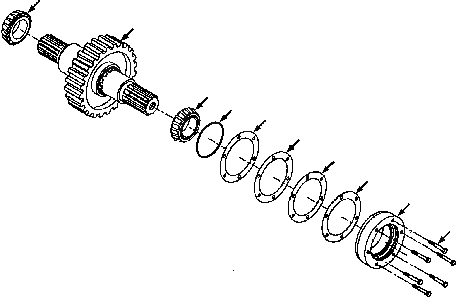 Схема запчастей Komatsu GD750A-1 - ВЫХОДНОЙ ВАЛ ТРАНСМИССИЯ ПРИВОД TRAIN