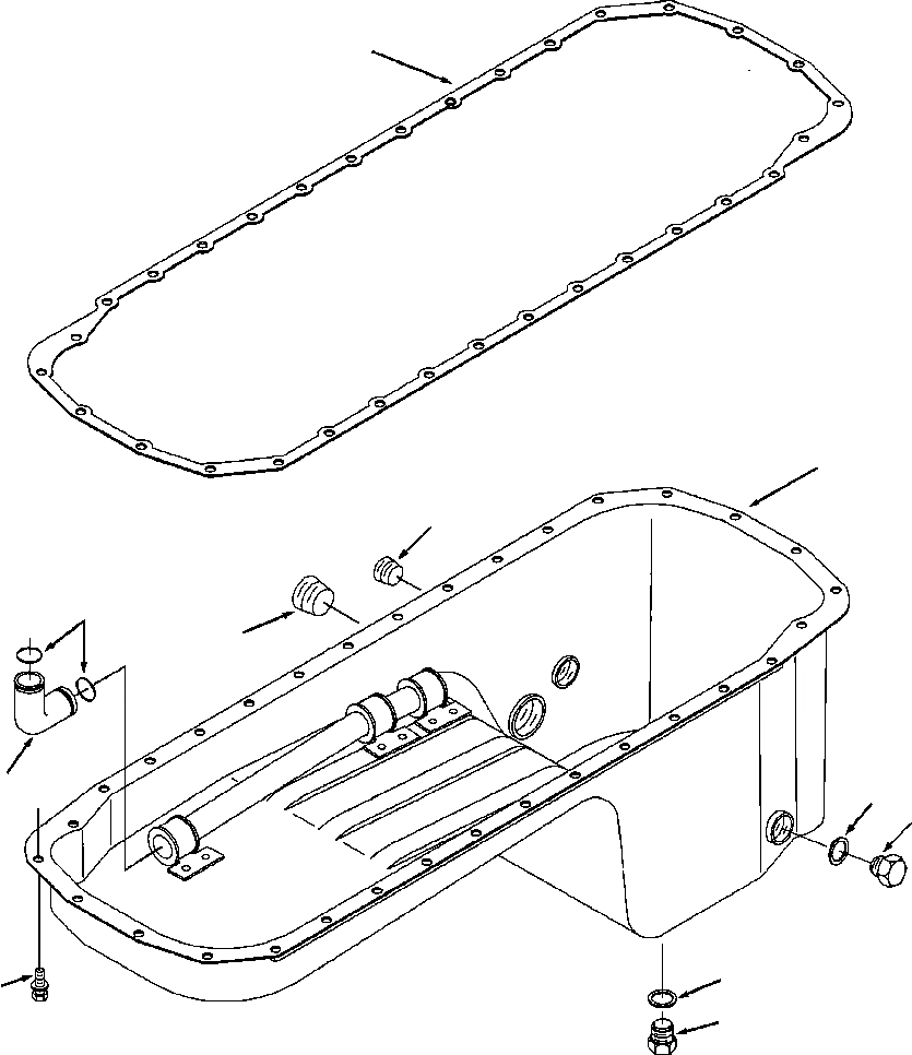 Схема запчастей Komatsu GD750A-1 - МАСЛЯНЫЙ ПОДДОН БЛОК ЦИЛИНДРОВ