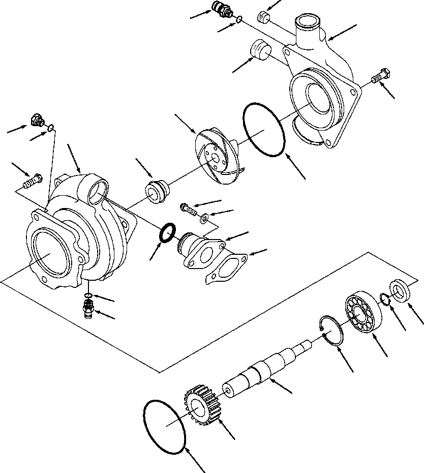Схема запчастей Komatsu GD750A-1 - ВОДЯНАЯ ПОМПА СИСТЕМА ОХЛАЖДЕНИЯ