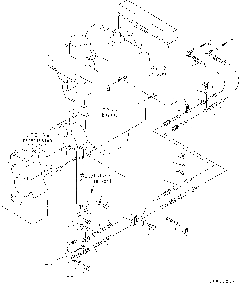 Схема запчастей Komatsu GD825A-2E0 - ТРАНСМИССИЯ ЛИНИИ МАСЛООХЛАДИТЕЛЯ(№8-) СИЛОВАЯ ПЕРЕДАЧА