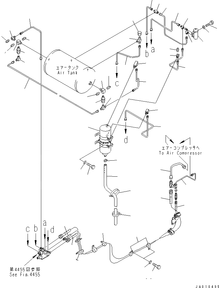 Схема запчастей Komatsu GD825A-2E0 - ВОЗДУХОВОД (/) СИСТЕМАУПРАВЛЕНИЯ ПОВОРОТОМ