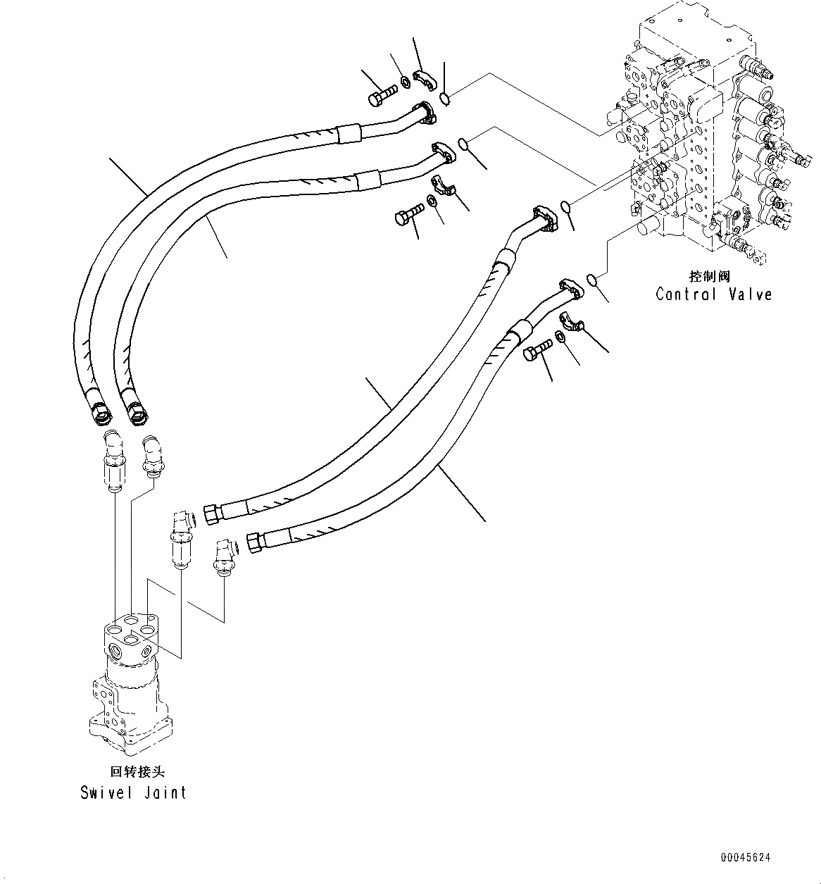 Схема запчастей Komatsu PC300-8M0 - ХОД ТРУБЫ H [ГИДРАВЛИКА]