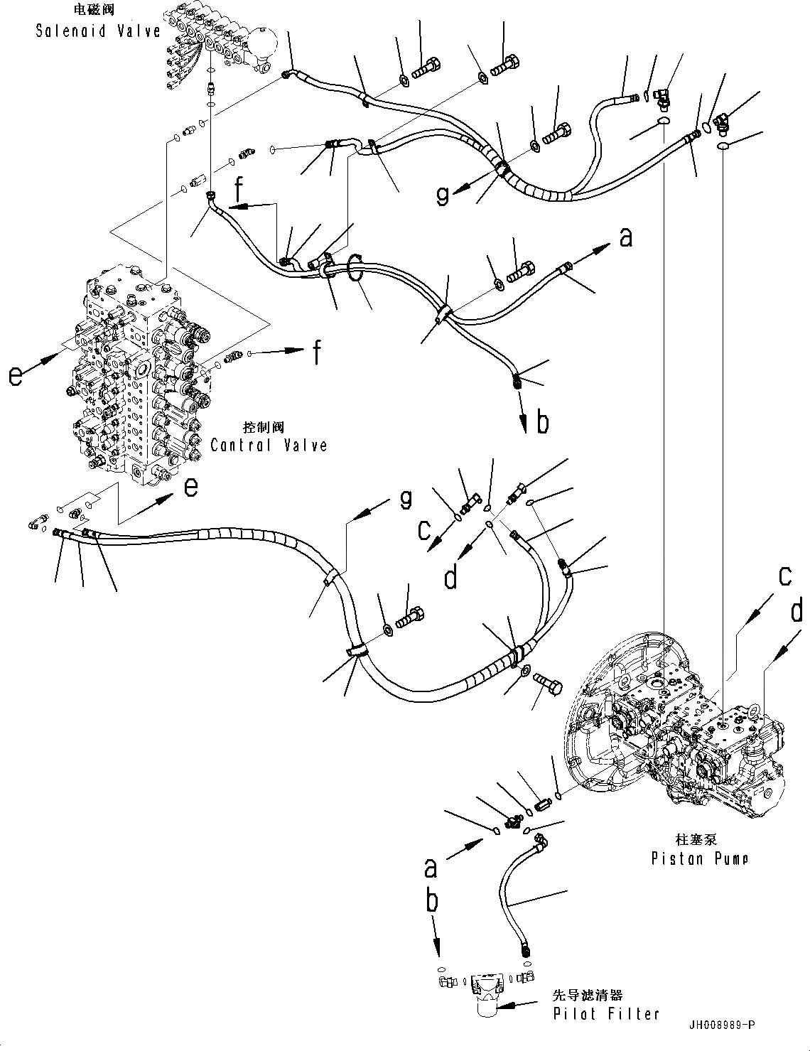 Схема запчастей Komatsu PC300-8M0 - LS ТРУБЫ (-ДОПОЛН. АКТУАТОР ТРУБЫ, АККУМУЛЯТОР) H [ГИДРАВЛИКА]