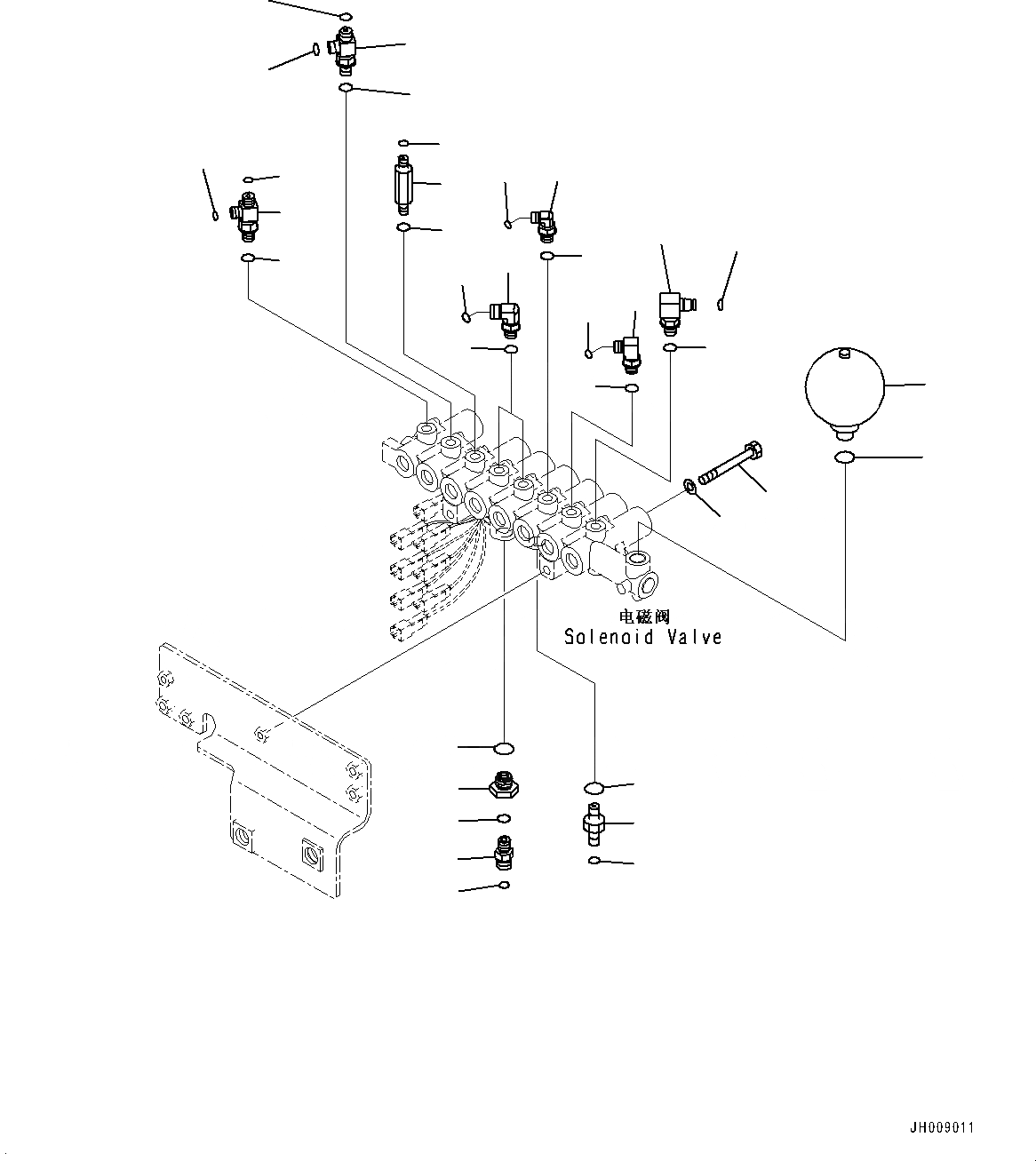 Схема запчастей Komatsu PC300-8M0 - СОЛЕНОИДНЫЙ КЛАПАН (-ДОПОЛН. АКТУАТОР ТРУБЫ, АККУМУЛЯТОР) (/) H [ГИДРАВЛИКА]