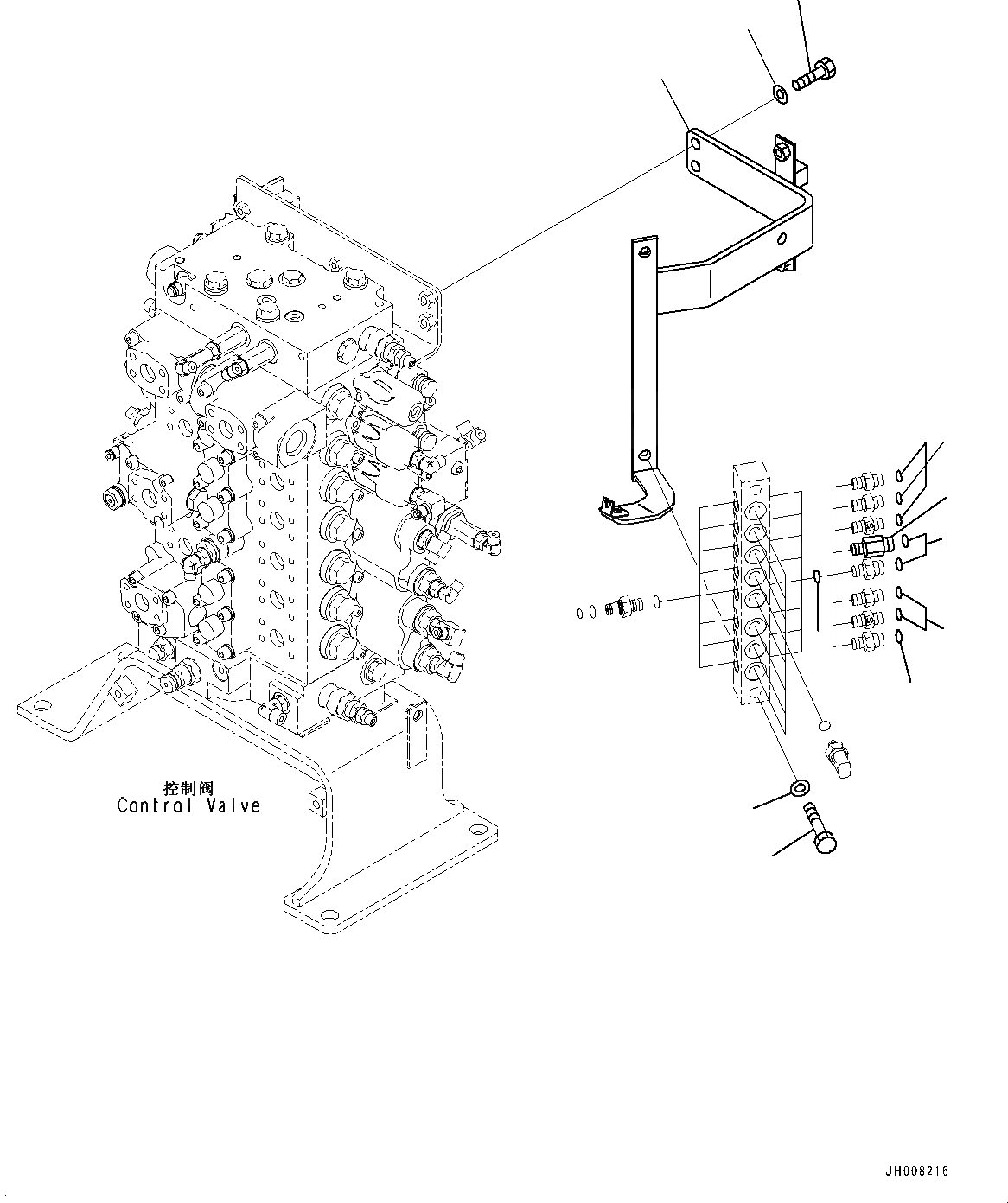 Схема запчастей Komatsu PC300-8M0 - БЛОК ПЕРЕКЛЮЧЕНИЯ ДАВЛЕНИЯ (КОРПУС) H [ГИДРАВЛИКА]