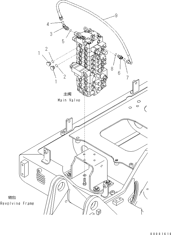 Схема запчастей Komatsu PC57-7 - ОСНОВН. КЛАПАН (ДОПОЛН. ЧАСТЬ) H [ГИДРАВЛИКА]