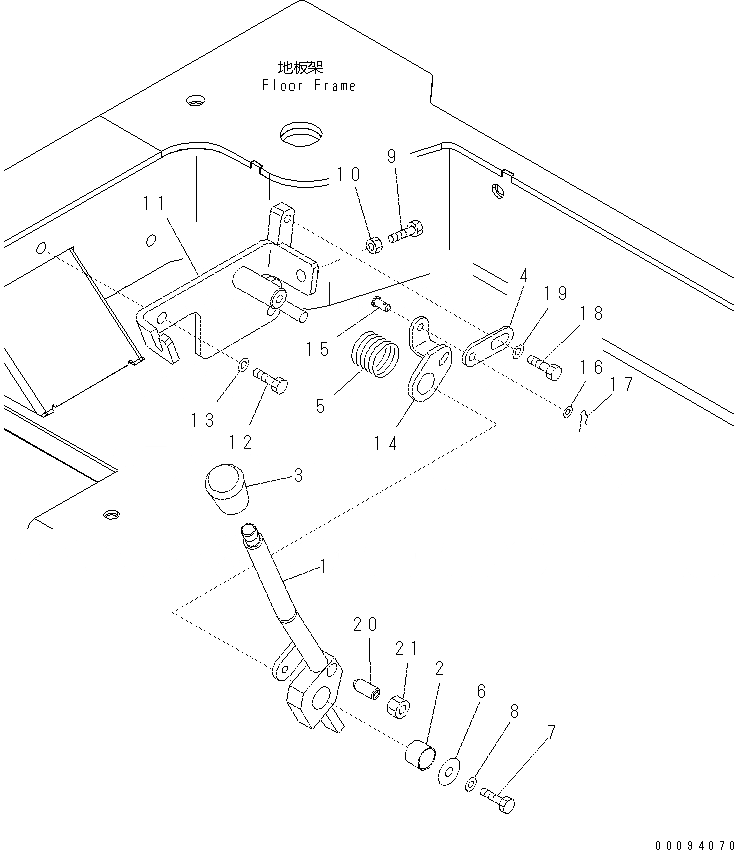 Схема запчастей Komatsu PC57-7 - КАБИНА (УПРАВЛ-Е ПОДАЧ. ТОПЛИВА) K [КАБИНА ОПЕРАТОРА И СИСТЕМА УПРАВЛЕНИЯ]