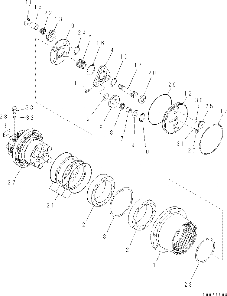 Схема запчастей Komatsu PC57-7 - МОТОР ХОДА (ПОНИЖАЮЩ. ПЕРЕДАЧА) (/) Y [ОСНОВН. КОМПОНЕНТЫ И РЕМКОМПЛЕКТЫ]