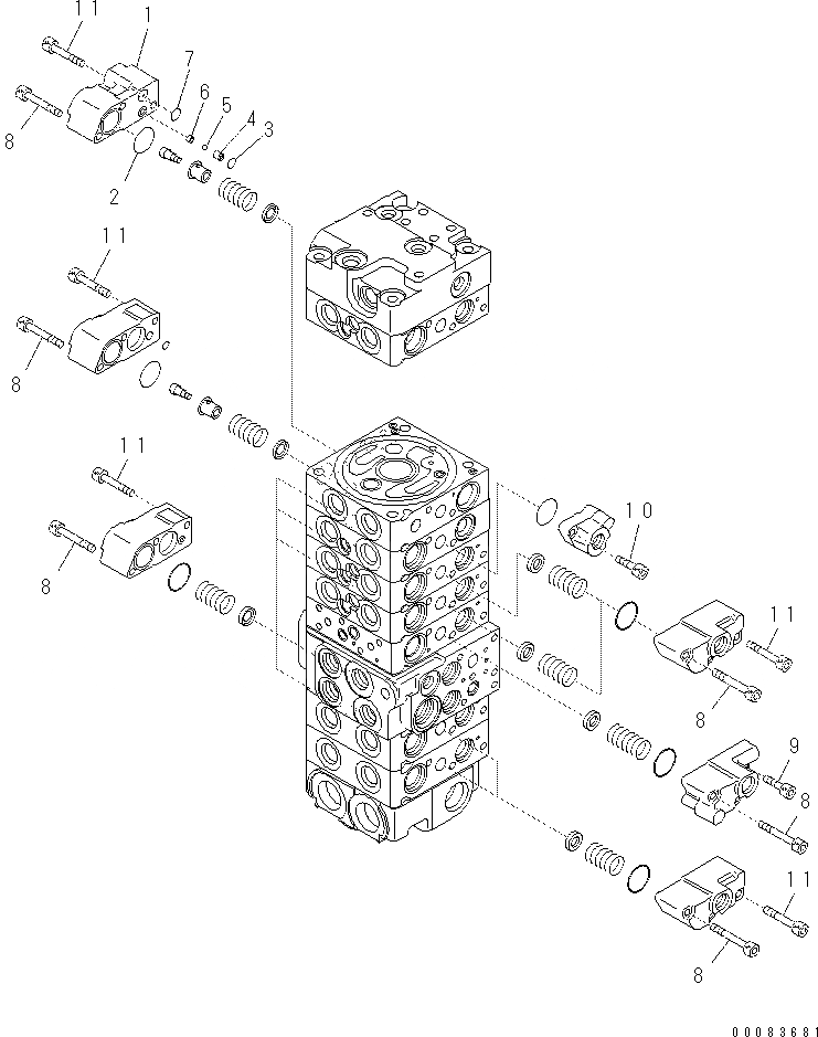 Схема запчастей Komatsu PC57-7 - ОСНОВН. КЛАПАН (8-КЛАПАН) (9/)(№DJB7-) Y [ОСНОВН. КОМПОНЕНТЫ И РЕМКОМПЛЕКТЫ]