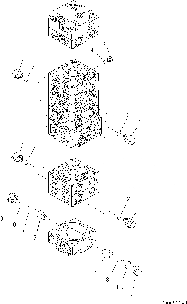 Схема запчастей Komatsu PC57-7 - ОСНОВН. КЛАПАН (8-КЛАПАН) (/)(№DJB7-) Y [ОСНОВН. КОМПОНЕНТЫ И РЕМКОМПЛЕКТЫ]
