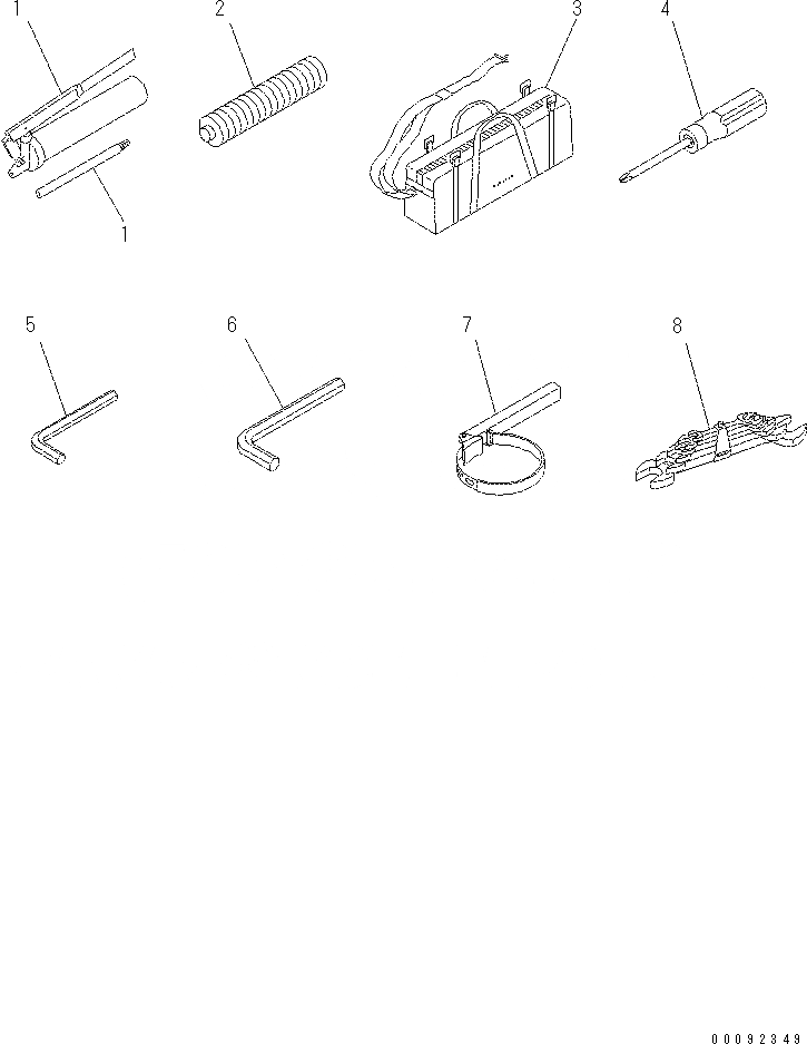 Схема запчастей Komatsu PC60-8 - ИНСТРУМЕНТ V [АКСЕССУАРЫ]