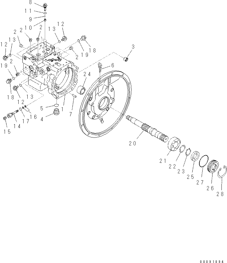 Схема запчастей Komatsu PC60-8 - ОСНОВН. НАСОС (/) (С ОТВАЛ) Y [ОСНОВН. КОМПОНЕНТЫ И РЕМКОМПЛЕКТЫ]