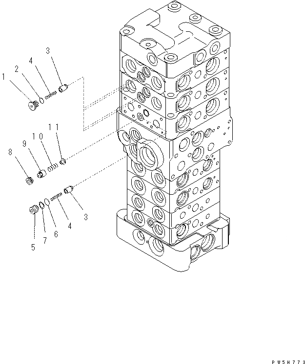 Схема запчастей Komatsu PC60-8 - ОСНОВН. КЛАПАН (7-КЛАПАН) (/8) (С ОТВАЛ) Y [ОСНОВН. КОМПОНЕНТЫ И РЕМКОМПЛЕКТЫ]