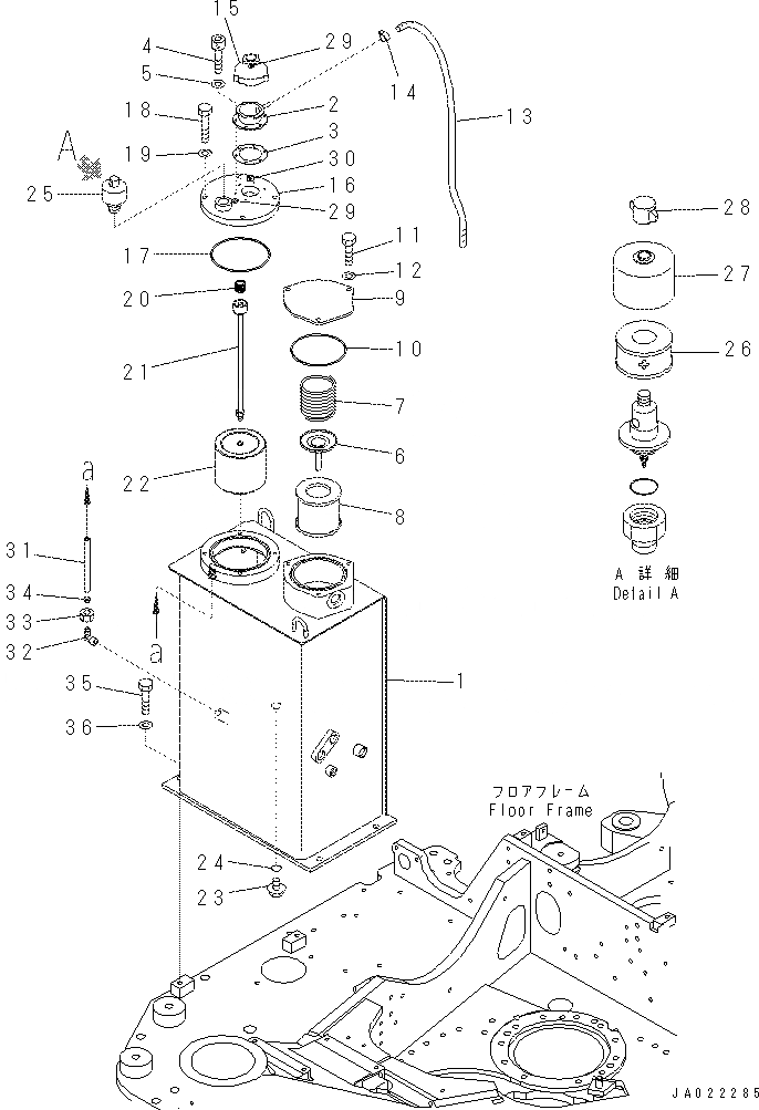 Схема запчастей Komatsu PC70-8 - ГИДРАВЛ МАСЛ. БАК (С БОЛЬШ. PRE-ФИЛЬТР.)(№7-) H [ГИДРАВЛИКА]