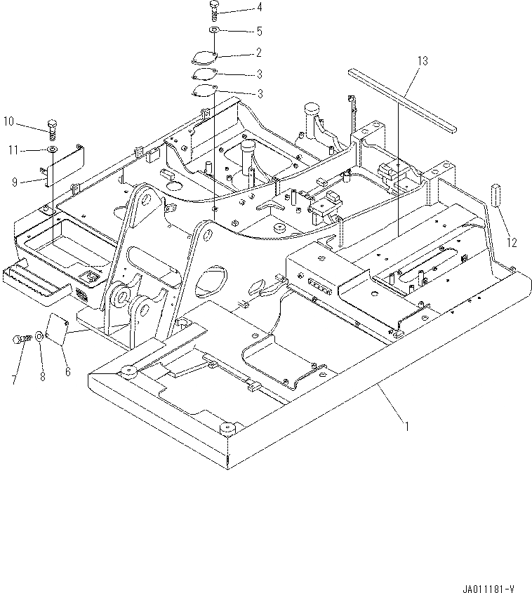 Схема запчастей Komatsu PC70-8 - ОСНОВНАЯ РАМА (УСИЛ. ТИП) (С БОЛЬШ. PRE-ФИЛЬТР.)(№7-) J [ОСНОВНАЯ РАМА И ЕЕ ЧАСТИ]