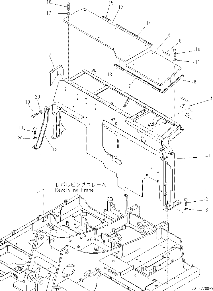 Схема запчастей Komatsu PC70-8 - ПЕРЕГОРОДКА. (РАМА) (С БОЛЬШ. PRE-ФИЛЬТР.)(№7-) M [ЧАСТИ КОРПУСА]