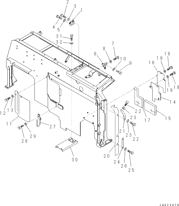 Схема запчастей Komatsu PC70-8 - ПЕРЕГОРОДКА. (COVER) (С БОЛЬШ. PRE-ФИЛЬТР.)(№7-) M [ЧАСТИ КОРПУСА]
