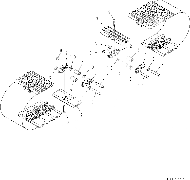 Схема запчастей Komatsu PC70-8 - ГУСЕНИЦЫ (ТРОЙНОЙ ГРУНТОЗАЦЕП. С ОТВЕРСТИЯМИ) (MM ШИР.)(№-) R [ХОДОВАЯ]