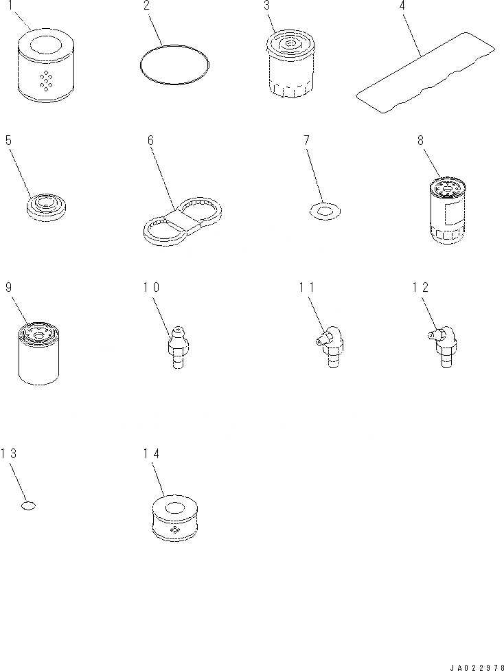 Схема запчастей Komatsu PC70-8 - ЗАП. ЧАСТИ (С БОЛЬШ. PRE-ФИЛЬТР.)(№7-) V [АКСЕССУАРЫ]