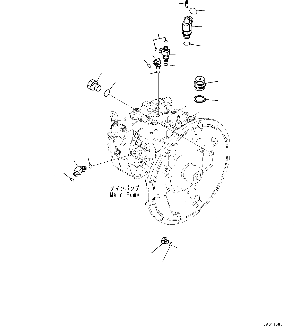 Схема запчастей Komatsu PC110-8M0 - ОСНОВН. НАСОС КОМПОНЕНТЫ (БЕЗ -ДОПОЛН. АКТУАТОР ТРУБЫ, АККУМУЛЯТОР) H [ГИДРАВЛИКА]