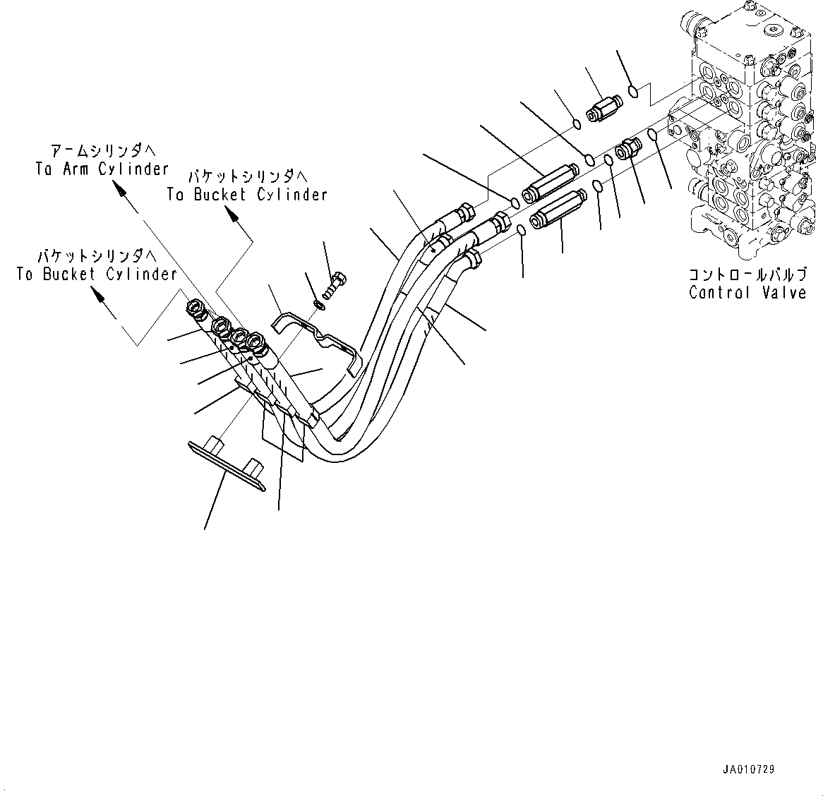 Схема запчастей Komatsu PC110-8M0 - РУКОЯТЬ И КОВШ ТРУБЫ H [ГИДРАВЛИКА]