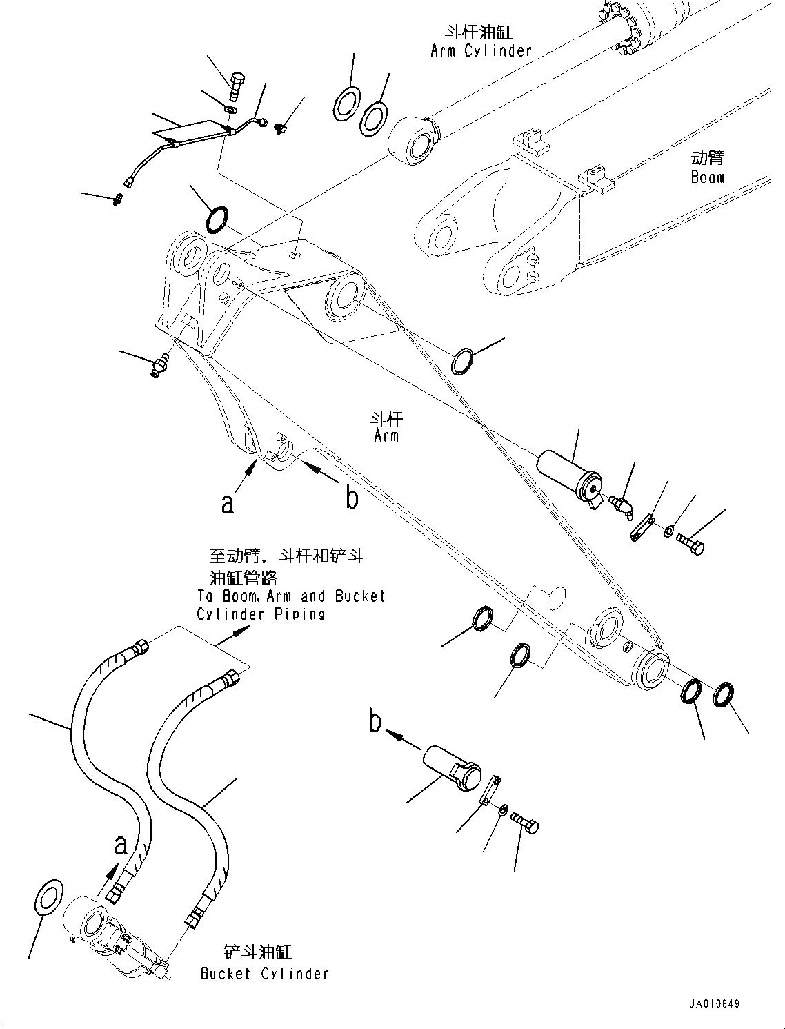 Схема запчастей Komatsu PC110-8M0 - РУКОЯТЬ (ПАТРУБКИ ЦИЛИНДРА КОВША И ПАЛЕЦ) T [РАБОЧЕЕ ОБОРУДОВАНИЕ]