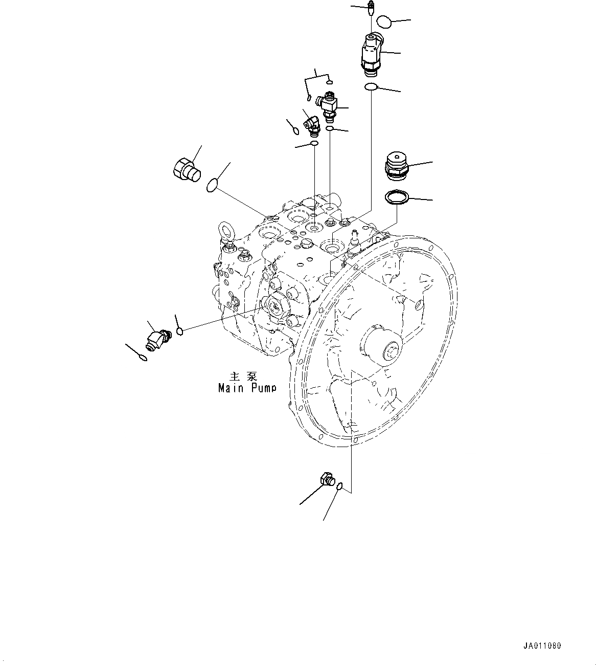 Схема запчастей Komatsu PC130-8M0 - ОСНОВН. НАСОС КОМПОНЕНТЫ (БЕЗ -ДОПОЛН. АКТУАТОР ТРУБЫ, АККУМУЛЯТОР) H [ГИДРАВЛИКА]