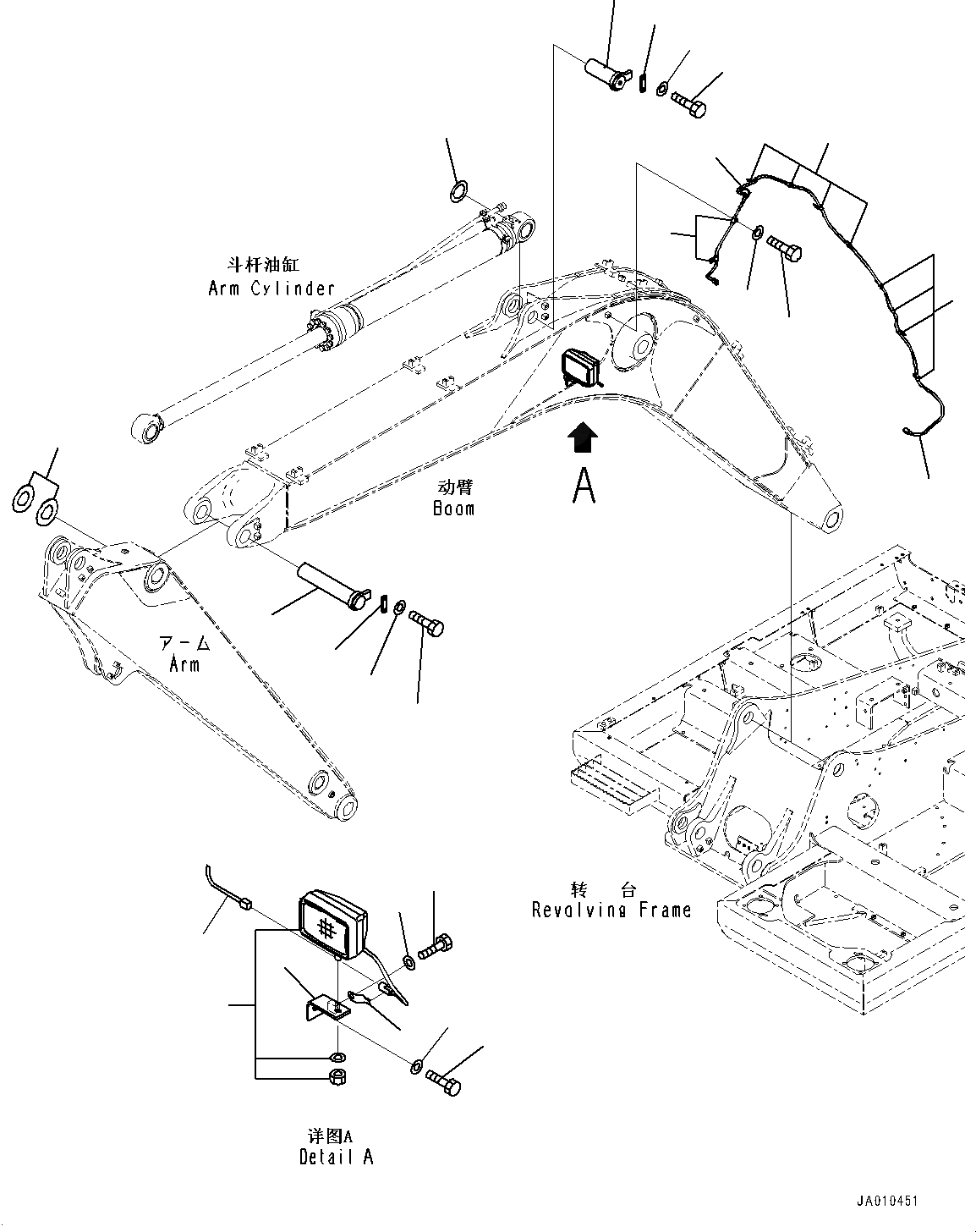 Схема запчастей Komatsu PC130-8M0 - СТРЕЛА (MM) (ЛАМПА РАБОЧ. ОСВЕЩЕНИЯ И ПАЛЕЦ) T [РАБОЧЕЕ ОБОРУДОВАНИЕ]