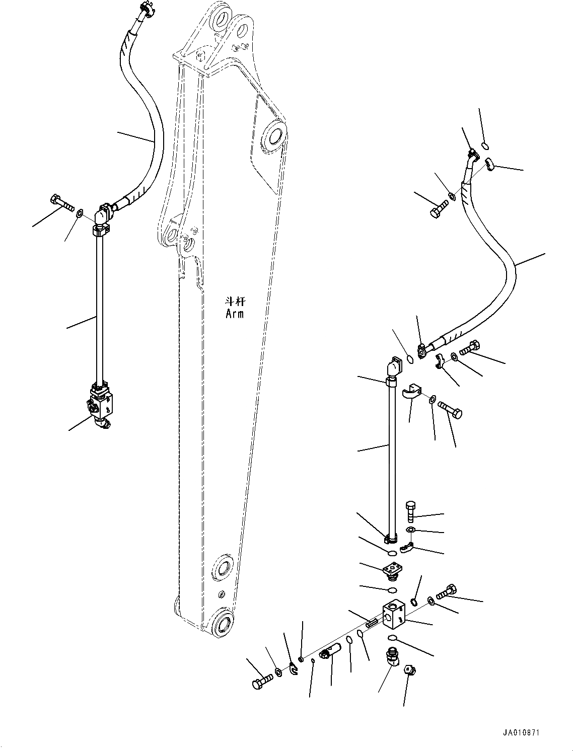 Схема запчастей Komatsu PC130-8M0 - РУКОЯТЬ (MM, С -ДОПОЛН. АКТУАТОР ТРУБЫ) (ДОПОЛН. ГИДРОЛИНИЯ) T [РАБОЧЕЕ ОБОРУДОВАНИЕ]