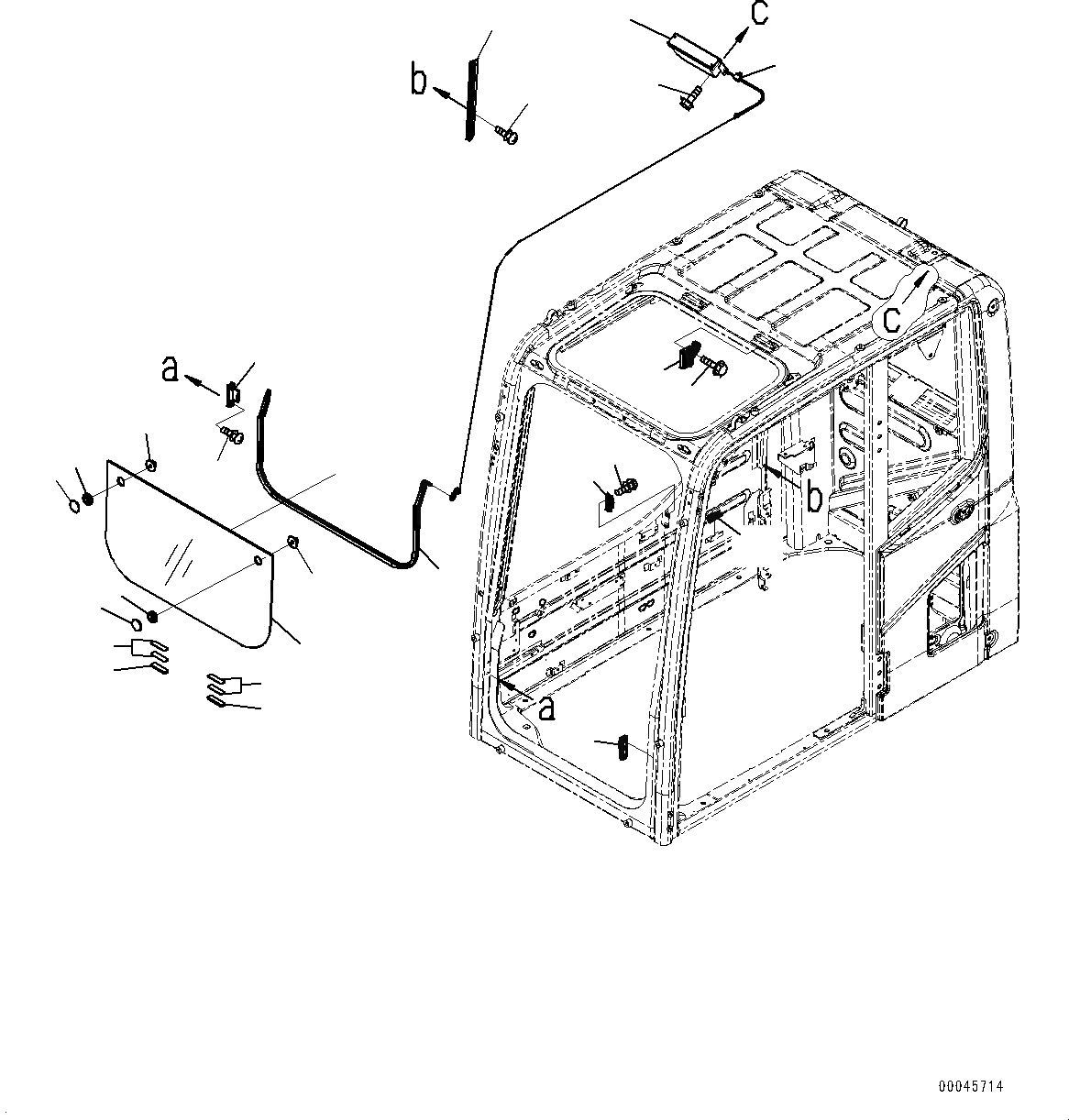 Схема запчастей Komatsu PC450-8 - КАБИНА (ПЕРЕДН. НИЖН. ОКНА) K [КАБИНА ОПЕРАТОРА И СИСТЕМА УПРАВЛЕНИЯ]