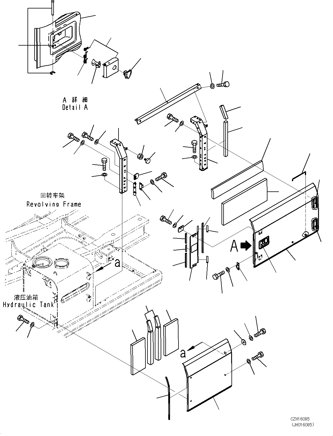 Схема запчастей Komatsu PC450-8 - ДВЕРЬ ЛЕВ. M [ЧАСТИ КОРПУСАS И КРЫШКИ]