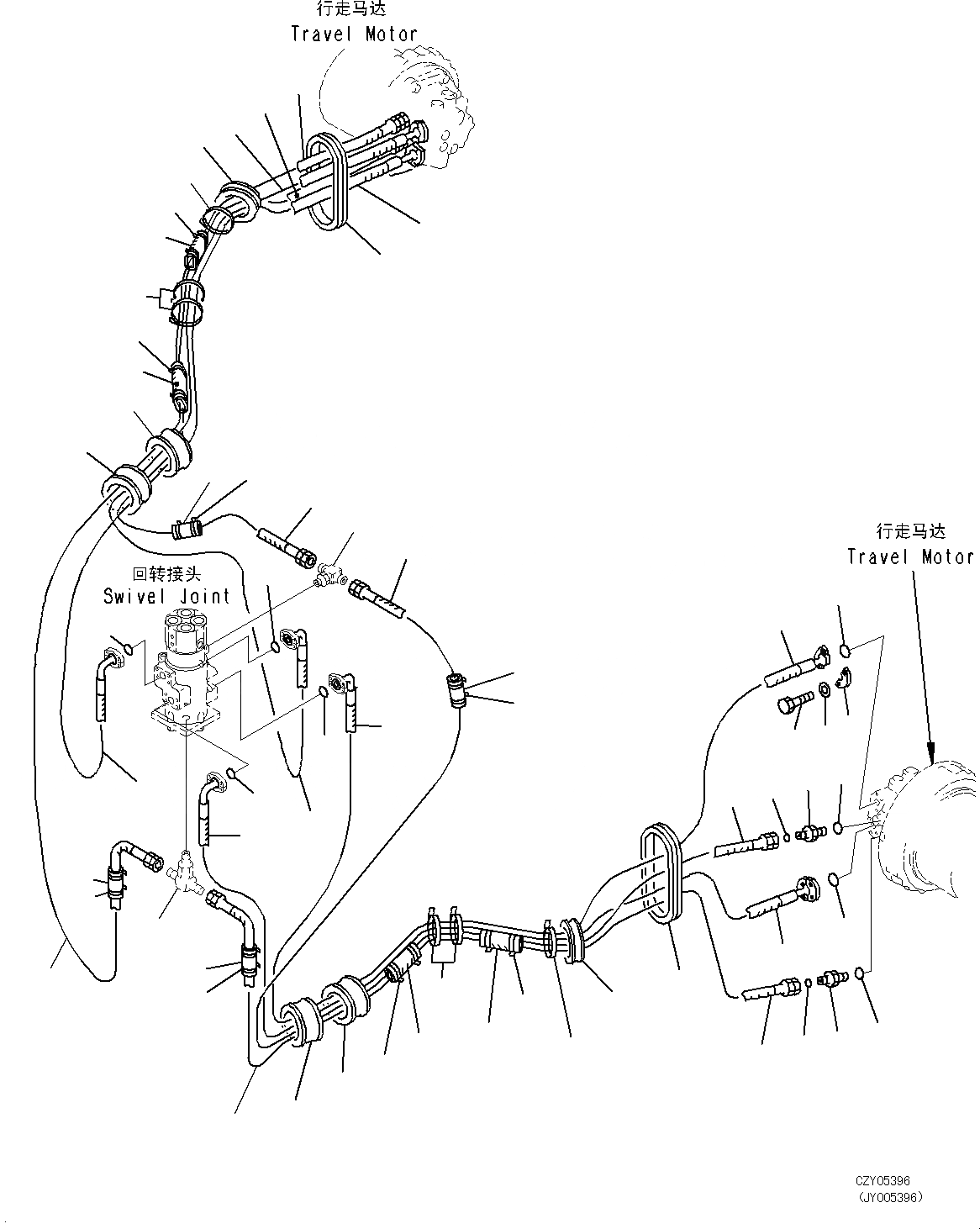 Схема запчастей Komatsu PC450-8 - ХОД ТРУБЫ [ХОД СИСТЕМА И ITS КОМПОНЕНТЫ]